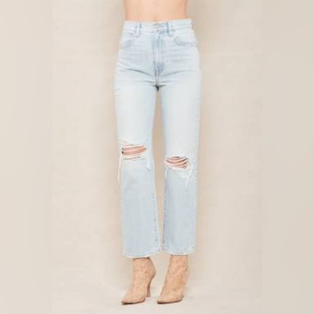 SLVRLAKE London High Rise Straight Distressed Jeans 25